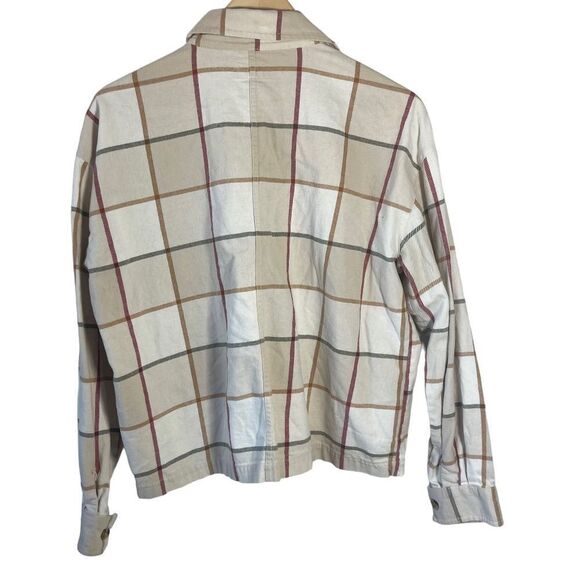 Brixton Bowery Cream/Tan Block Plaid Straight Hem Long Sleeve Flannel Sh… - Picture 2 of 10